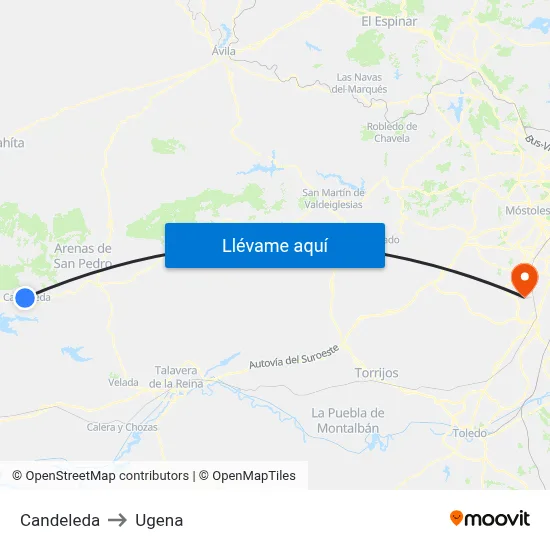 Candeleda to Ugena map