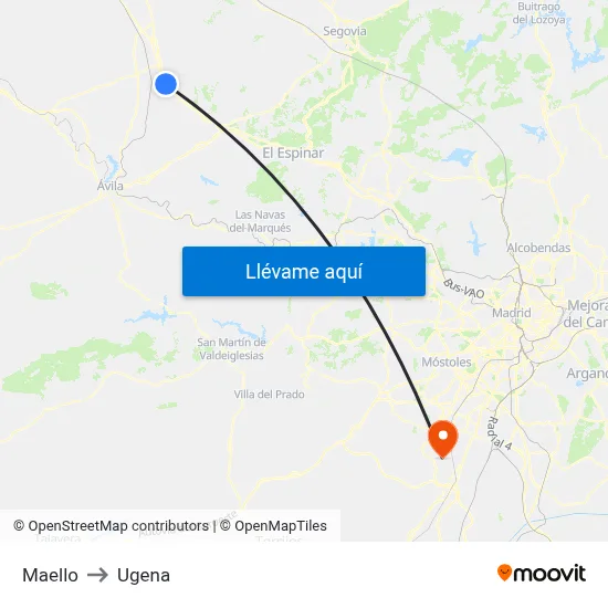 Maello to Ugena map