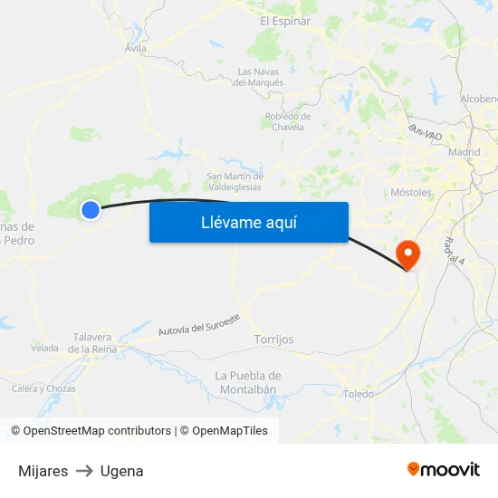 Mijares to Ugena map