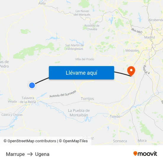 Marrupe to Ugena map