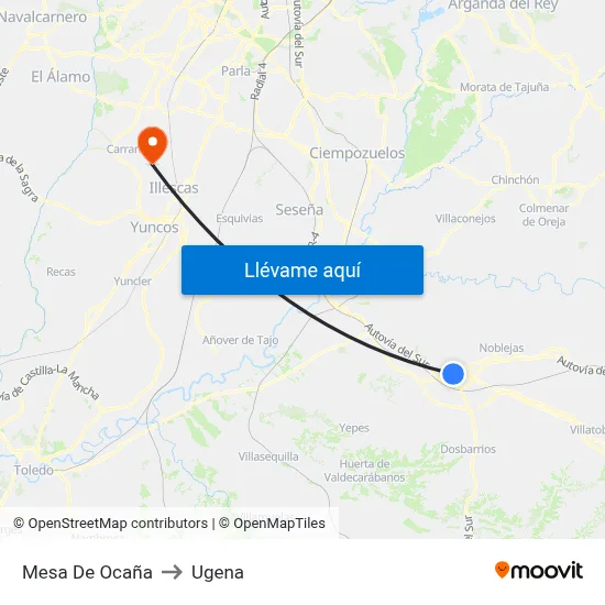 Mesa De Ocaña to Ugena map