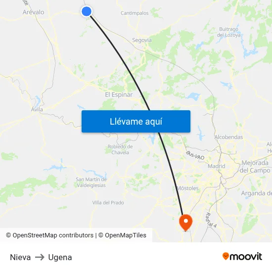 Nieva to Ugena map