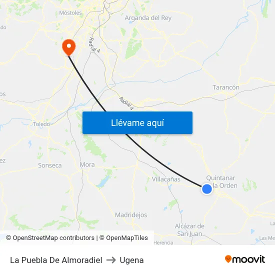 La Puebla De Almoradiel to Ugena map