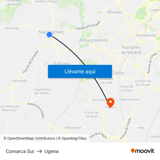 Comarca Sur to Ugena map