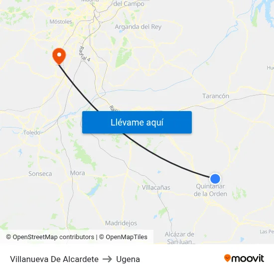 Villanueva De Alcardete to Ugena map