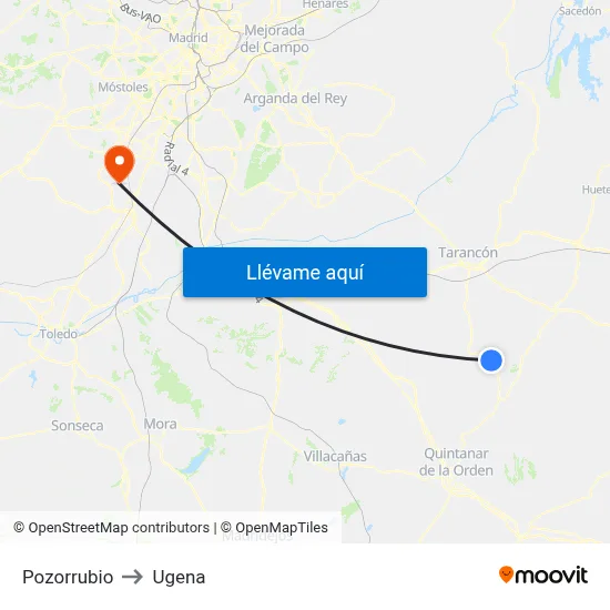 Pozorrubio to Ugena map