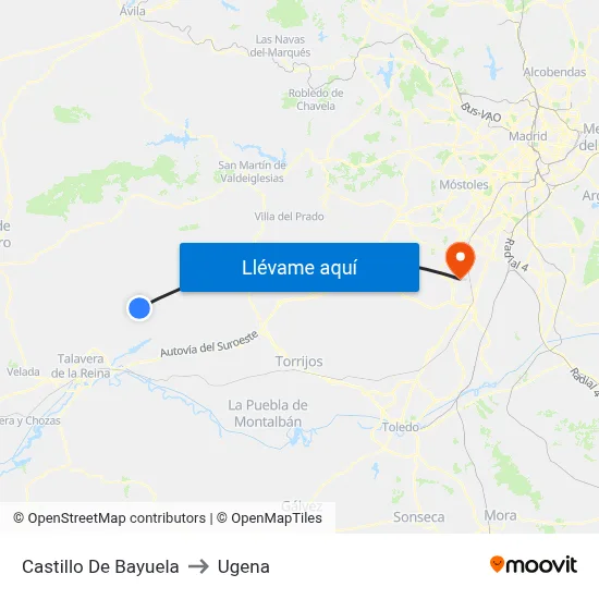 Castillo De Bayuela to Ugena map