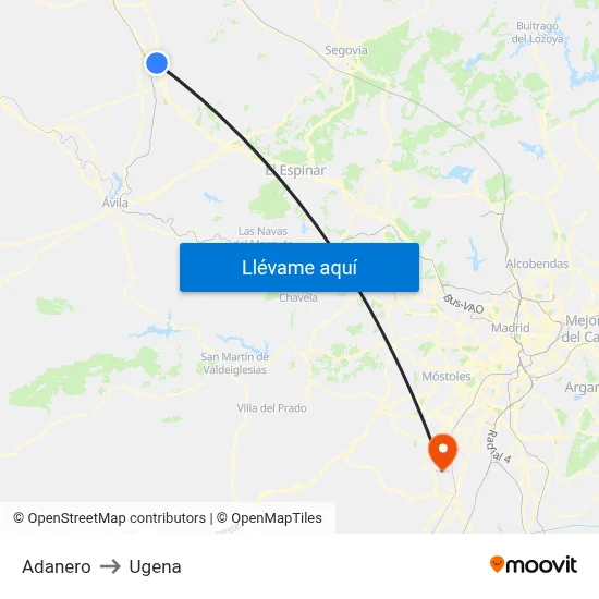 Adanero to Ugena map