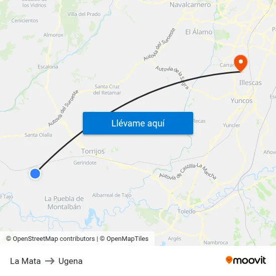 La Mata to Ugena map
