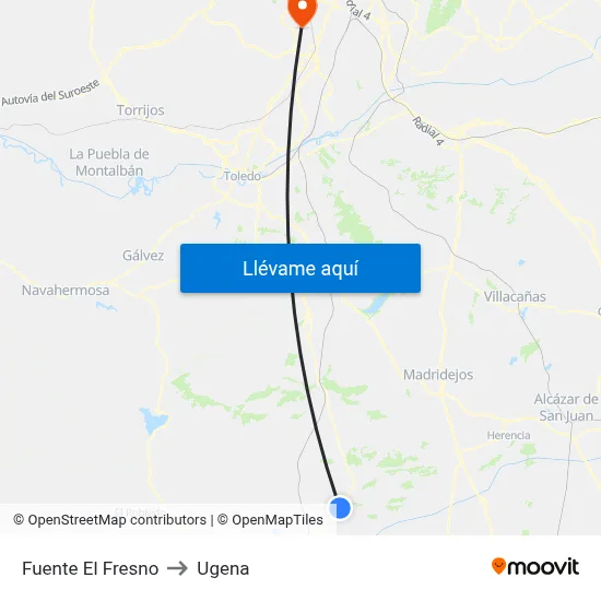 Fuente El Fresno to Ugena map