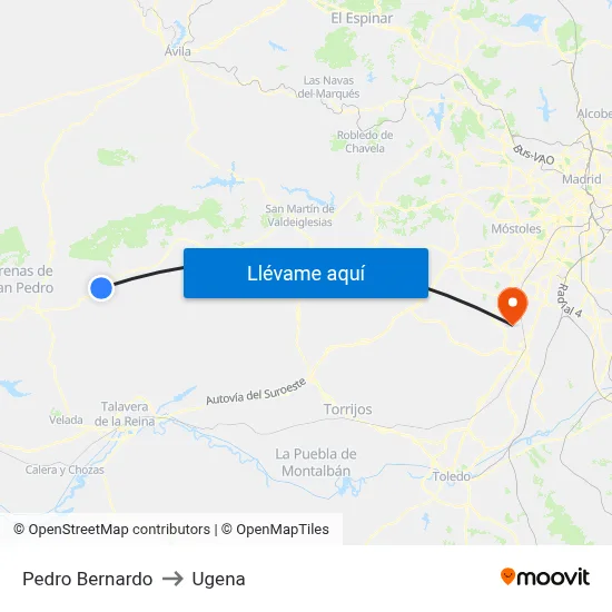 Pedro Bernardo to Ugena map