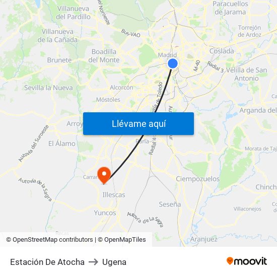 Estación De Atocha to Ugena map
