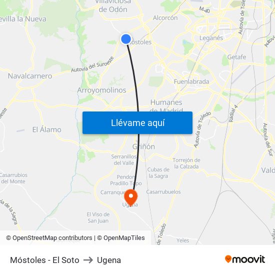 Móstoles - El Soto to Ugena map