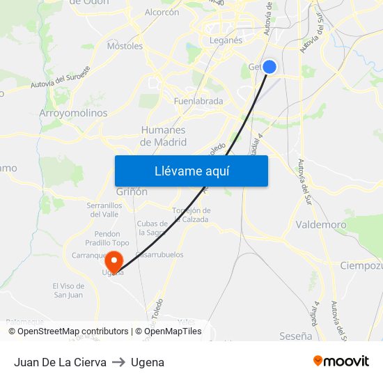 Juan De La Cierva to Ugena map