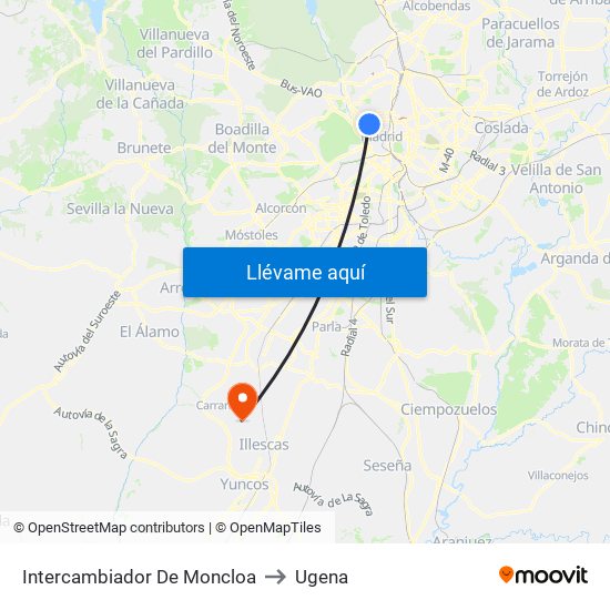 Intercambiador De Moncloa to Ugena map