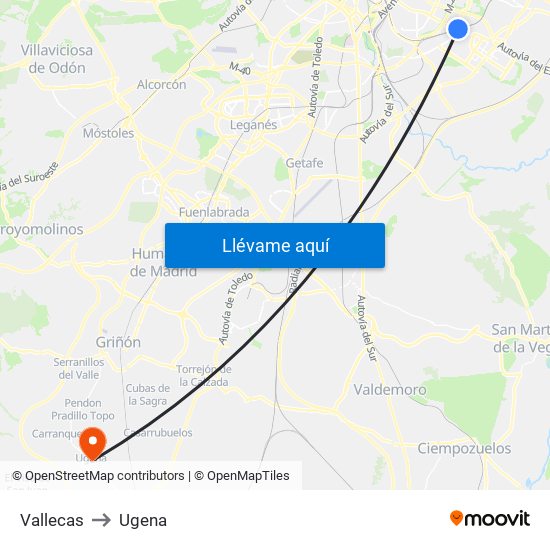 Vallecas to Ugena map