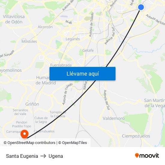 Santa Eugenia to Ugena map