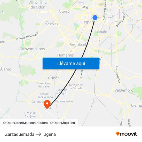 Zarzaquemada to Ugena map