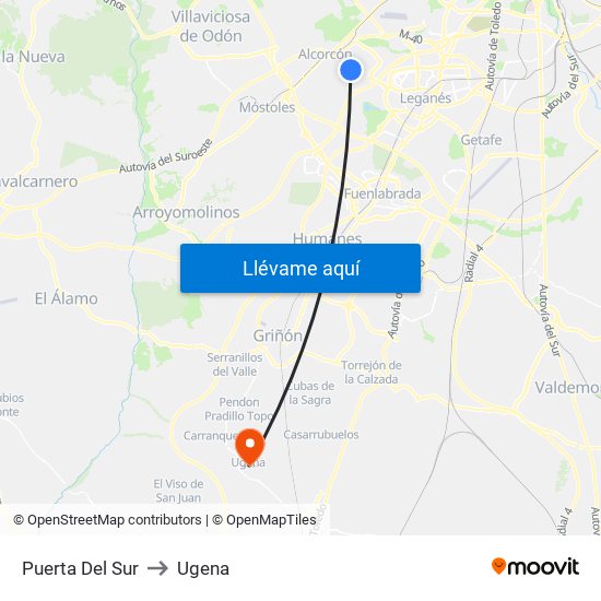 Puerta Del Sur to Ugena map
