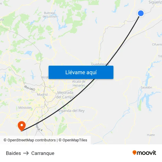 Baides to Carranque map