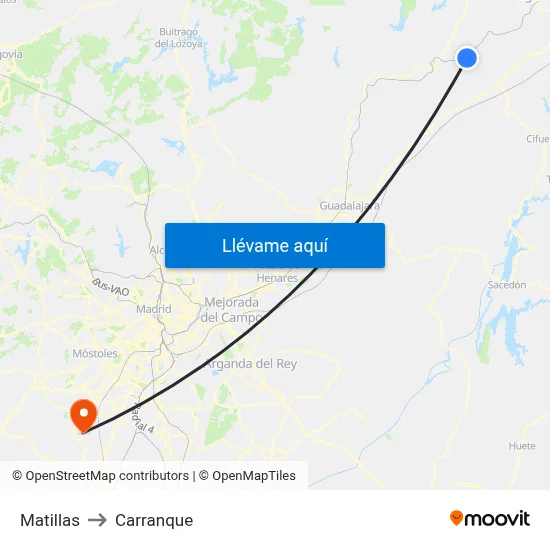 Matillas to Carranque map