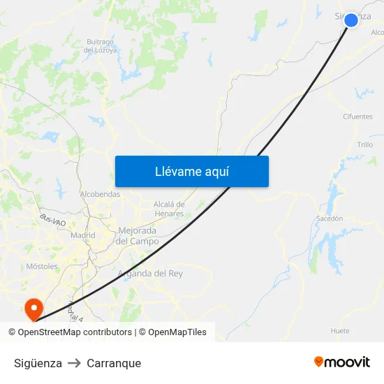 Sigüenza to Carranque map