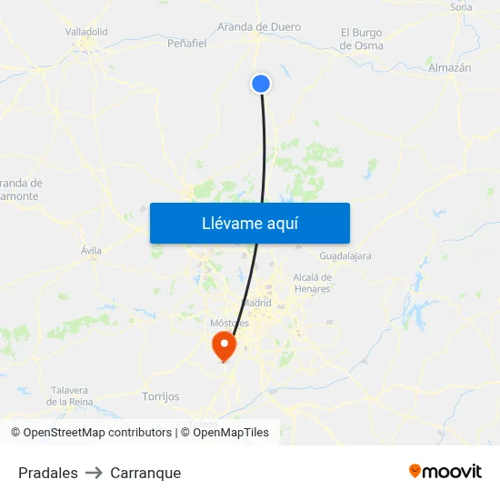 Pradales to Carranque map