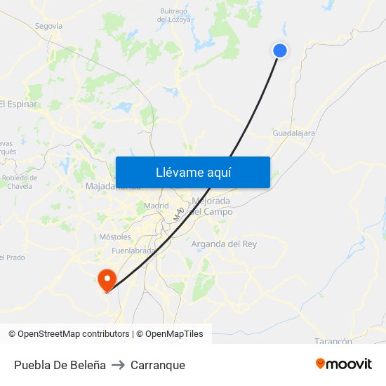 Puebla De Beleña to Carranque map