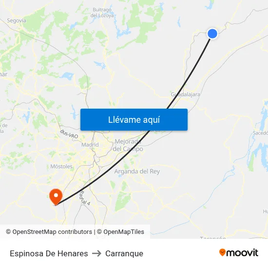 Espinosa De Henares to Carranque map