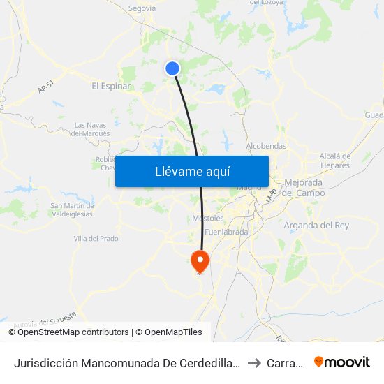 Jurisdicción Mancomunada De Cerdedilla Y Navacerrada to Carranque map