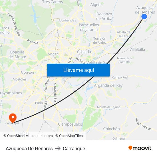 Azuqueca De Henares to Carranque map