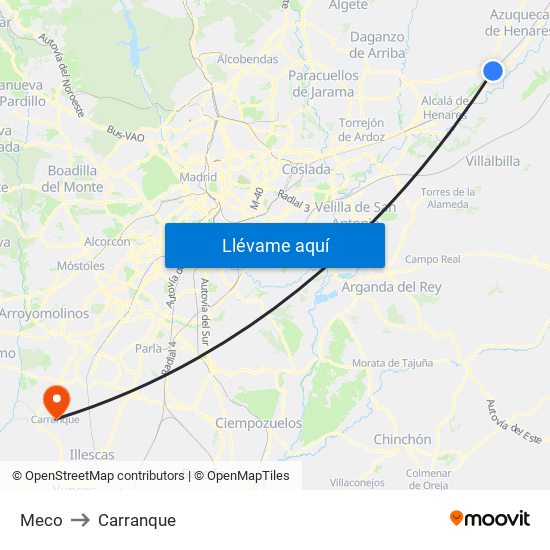 Meco to Carranque map