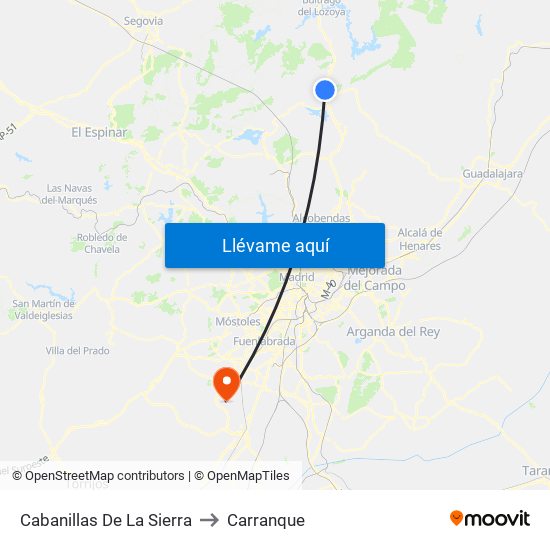 Cabanillas De La Sierra to Carranque map