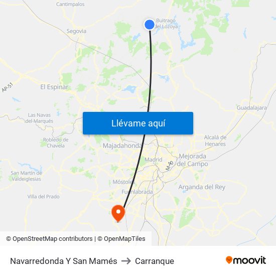 Navarredonda Y San Mamés to Carranque map