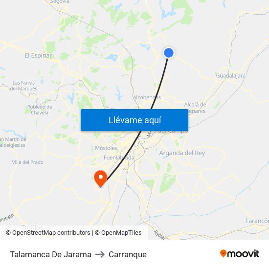 Talamanca De Jarama to Carranque map
