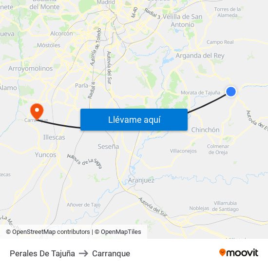 Perales De Tajuña to Carranque map