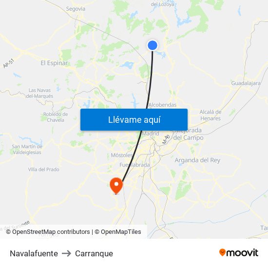 Navalafuente to Carranque map