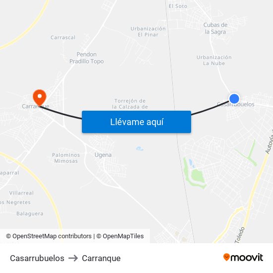 Casarrubuelos to Carranque map