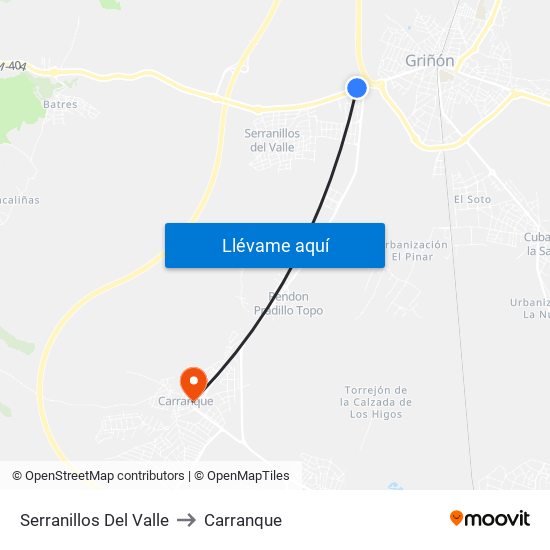 Serranillos Del Valle to Carranque map