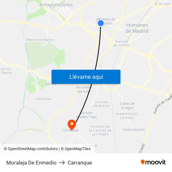Moraleja De Enmedio to Carranque map