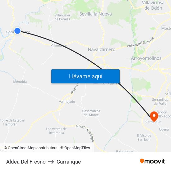 Aldea Del Fresno to Carranque map