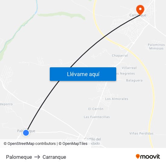Palomeque to Carranque map