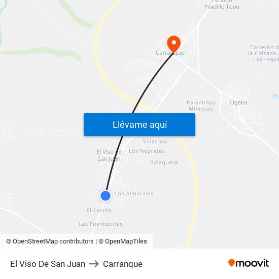 El Viso De San Juan to Carranque map