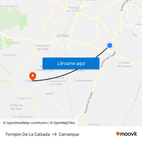 Torrejón De La Calzada to Carranque map