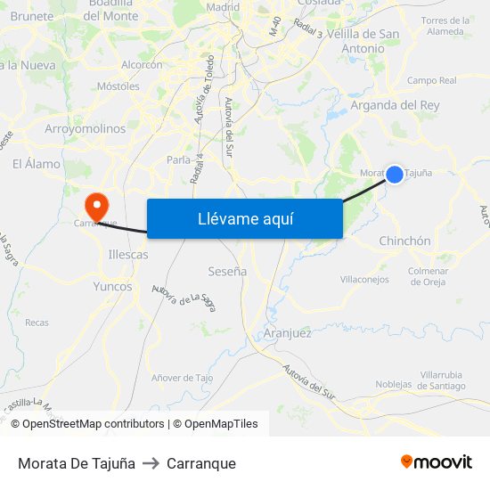 Morata De Tajuña to Carranque map