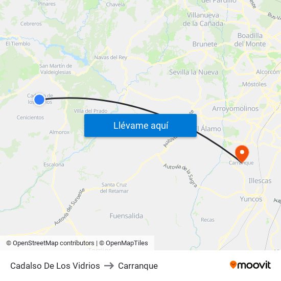 Cadalso De Los Vidrios to Carranque map