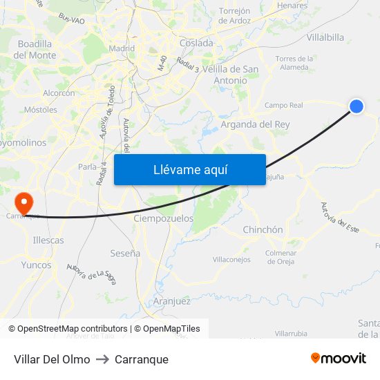 Villar Del Olmo to Carranque map