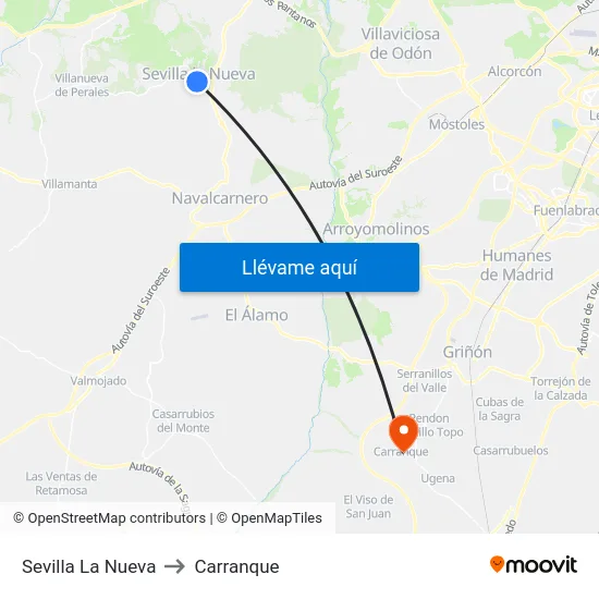 Sevilla La Nueva to Carranque map