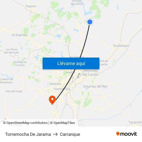 Torremocha De Jarama to Carranque map