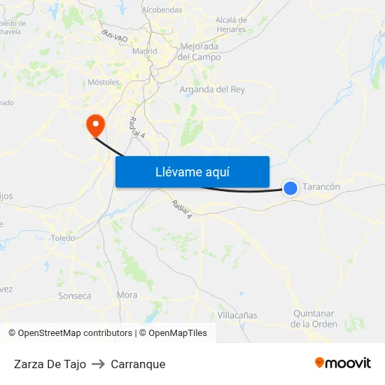 Zarza De Tajo to Carranque map